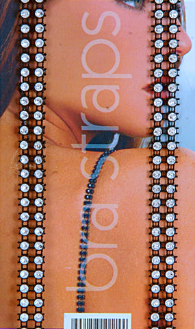 DOUBLE ENTENDRE Black and Rhinestone Jeweled Bra Straps
