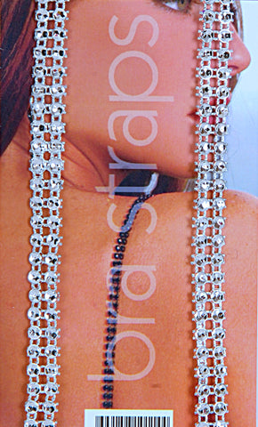 DOUBLE FEATURE White Beaded Rhinestone Bra Straps